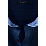 OLYMP - Level 5 - Overhemd - Donkerblauw - Katoen - Strak Getailleerd