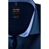 OLYMP - Level 5 - Overhemd - Donkerblauw - Katoen - Strak Getailleerd