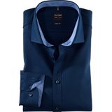 OLYMP - Level 5 - Overhemd - Donkerblauw - Katoen - Strak Getailleerd
