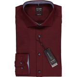 OLYMP Level 5 - Bordeaux Rood - Overhemd - Katoen - Strak Getailleerd