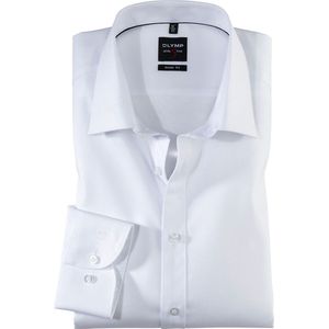 OLYMP - Wit - Overhemd - 97% Katoen, 3% XLA - Kent Kraag, Lange Mouwen