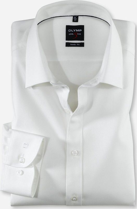 OLYMP - Level 5 Body Fit Overhemd - Off White - Twill - Strijkvriendelijk