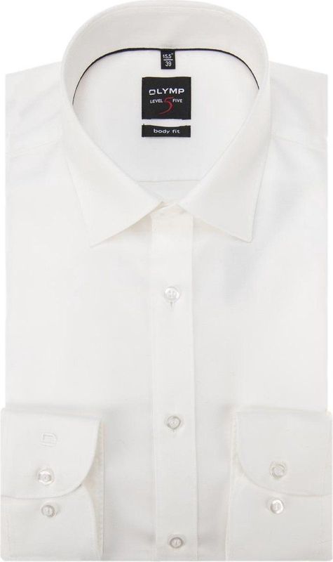 OLYMP - Level 5 Body Fit Overhemd - Off White - Twill - Strijkvriendelijk
