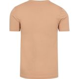Olymp - Basic T-shirt - Beige - Katoen/Elastaan - Body-Fit Pasvorm