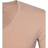 Olymp - Basic T-shirt - Beige - Katoen/Elastaan - Body-Fit Pasvorm