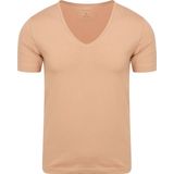 Olymp - Basic T-shirt - Beige - Katoen/Elastaan - Body-Fit Pasvorm