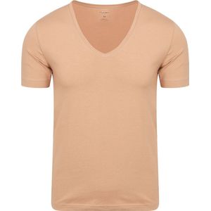 Olymp - Basic T-shirt - Beige - Katoen/Elastaan - Body-Fit Pasvorm