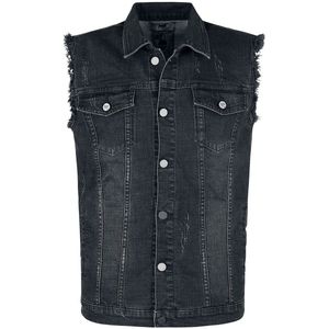 Black Premium by EMP - Grijs - Denim Gilet - Heren - Used Look