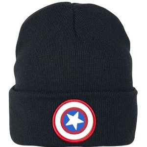 Captain America Logo Beanie zwart one size 100% polyacryl Fan merch, Film, Marvel, Superhelden