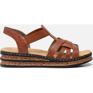 Rieker - Sandalen - Cognac - Imitatieleer - Rubberen Loopzool
