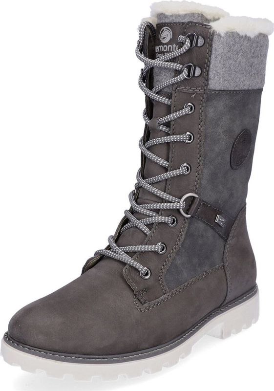 Veterlaarzen - Grijs-gecombineerd - Waterafstotend - Blokhak