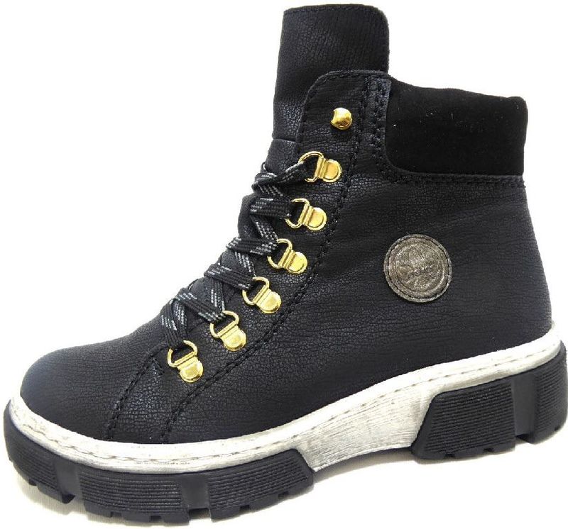 Rieker - X8633-01 - Enkellaarsjes - Zwart - Polyestervezel