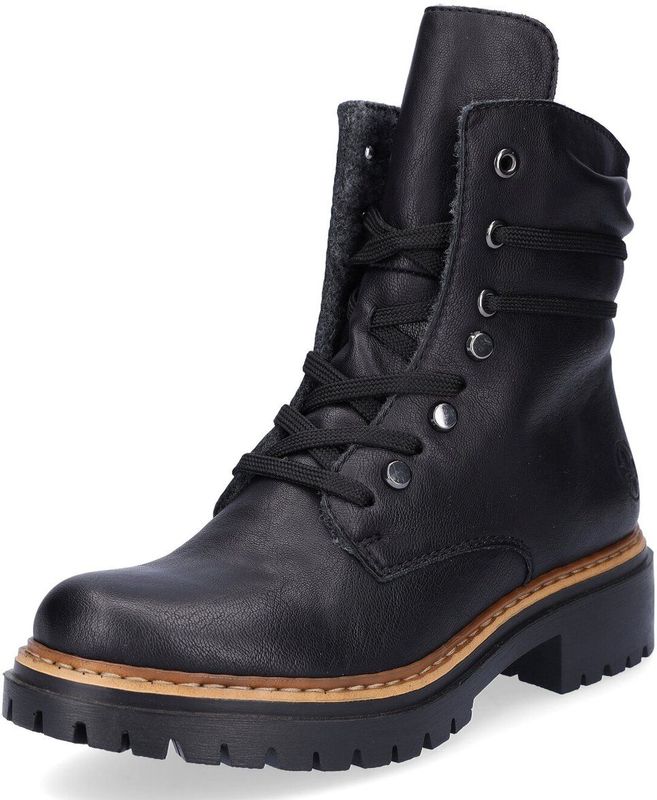 Rieker - 72621 - Enkellaarzen - Zwart - Synthetisch - Blokhak