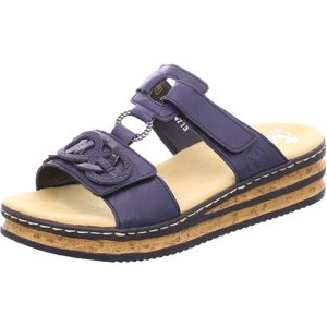 Rieker, Blauwe Comfortabele Slipper met Ringmotief Blauw, Dames, Maat:37 EU