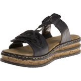 Rieker - Dames Slipper - Leer - Zwart - Lichtgewicht Loopzool