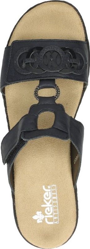 Rieker - Dames Slipper - Leer - Zwart - Lichtgewicht Loopzool