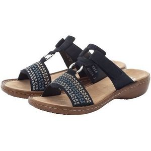 Rieker - Slippers - Nachtblauw - Sleehak - Klittenbandsluiting