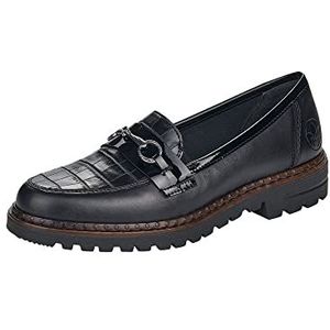 Rieker 54862, mocassin voor dames, zwart.