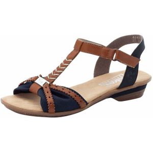 Rieker - 63499 - Damessandalen - Blauw Combi - Synthetisch - Plat