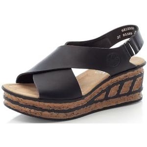 Rieker Plateausandalen voor dames, 68189, zwart 00, 38 EU