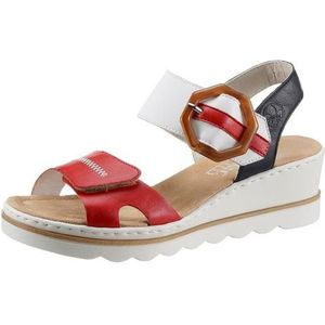 Rieker Jena Womens Wedge Heel Sandals 38 Pacific/Red/White