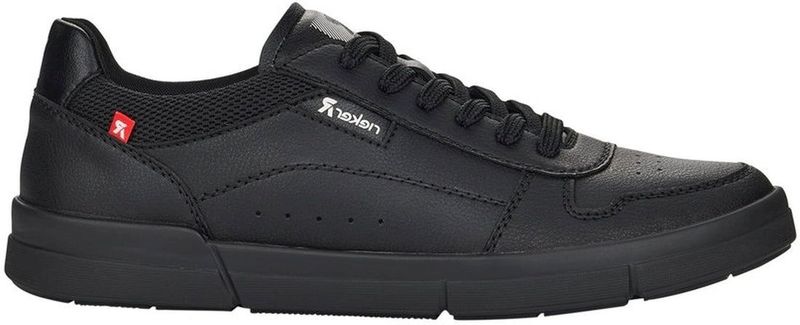 Rieker - Leren Sneakers - Zwart - Vetersluiting - Normale Pasvorm