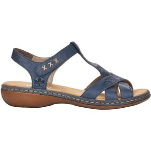 Rieker, Schoenen, Dames, Blauw, 38 EU, Leer, Comfortabele platte sandalen