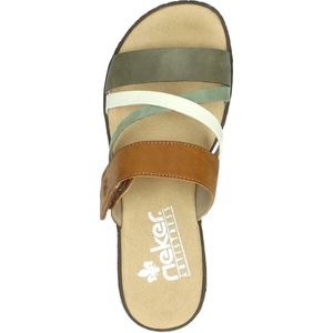 Rieker - Slippers - Meerkleurig - Sleehak - Klittenbandsluiting
