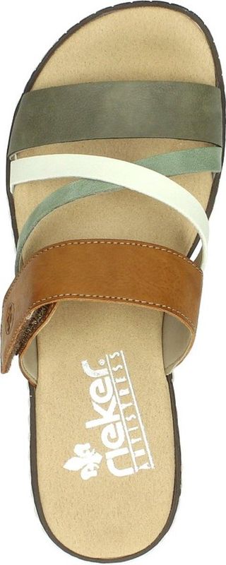 Rieker - Slippers - Meerkleurig - Sleehak - Klittenbandsluiting
