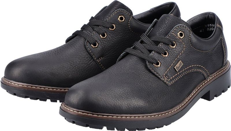 Rieker - Veterschoenen - Zwart - Leer - Antislip Zool