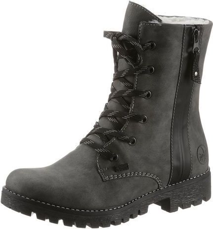 Rieker - Veterlaarsjes - Grijs Gemêleerd/Zwart - Imitatieleer