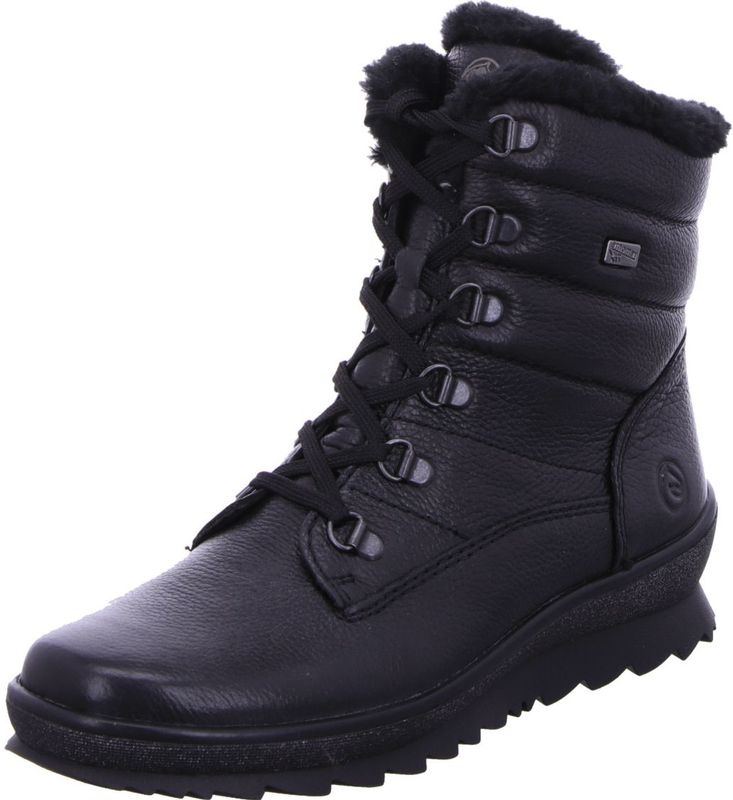 Remonte - Veterboot - Zwart - Leer - Met Lamswollen Voering