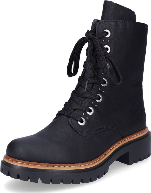 Rieker - 72612 - Veterlaarzen - Zwart - Leer - Dames