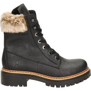 Rieker - Veterschoenen Hoog - Zwart - Imitatieleer - Gevoerde Boot