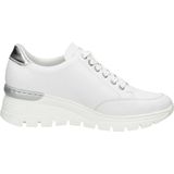 Schoenen - Vrijetijdsschoen - Wit/Zilverkleur - Vetersluiting - Sleehak