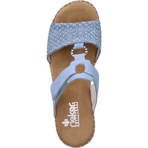Rieker -Dames - blauw licht - slippers & muiltjes - maat 40