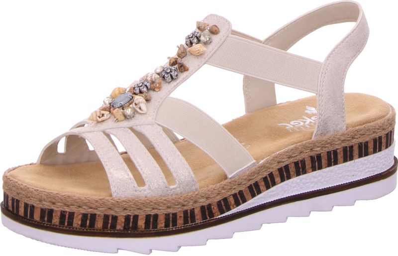 Rieker Sandalen zomerschoen, sandaal, sleehak, in metallic-look