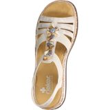 Rieker Sandale, Sommerschuh, Sandalette, Keilabsatz, im Metallic-Look