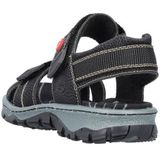 Rieker - Sandalen - Zwart - Textiel - Klittenbandsluiting