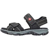Rieker - Sandalen - Zwart - Textiel - Klittenbandsluiting