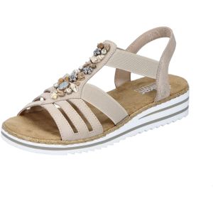 Rieker - Dames - Sandalen - Beige - Nubuck - Plateauzool