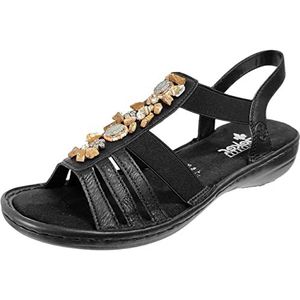 Rieker Dames 60869 sandalen, zwart, 39 EU, zwart, 39 EU