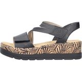 Rieker - V3964 - Sandalen - Zwart - Textiel - Klittenbandsluiting