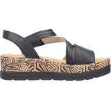 Rieker - V3964 - Sandalen - Zwart - Textiel - Klittenbandsluiting