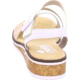 Rieker - Dames Sandalen - Wit - Kunstleer - Sleehak 3 cm