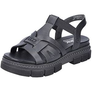 Rieker Dames V5352 sandalen, zwart, 38 EU, zwart, 38 EU