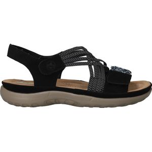Rieker - Dames Sandalen - Imitatieleer - Zwart - Comfortabel