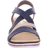 Rieker - Sandalen - Donkerblauw-gecombineerd - Sleehak - Klittenbandsluiting