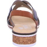 Rieker - Sandalen - Donkerblauw-gecombineerd - Sleehak - Klittenbandsluiting