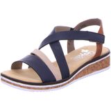 Rieker - Sandalen - Donkerblauw-gecombineerd - Sleehak - Klittenbandsluiting